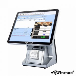 คอมพิวเตอร์จอทัชสกรีนขายหน้าร้าน 15.6 นิ้ว POS พร้อมจอแสดงราคา เครื่องพิมพ์ใบเสร็จ 80 มม.